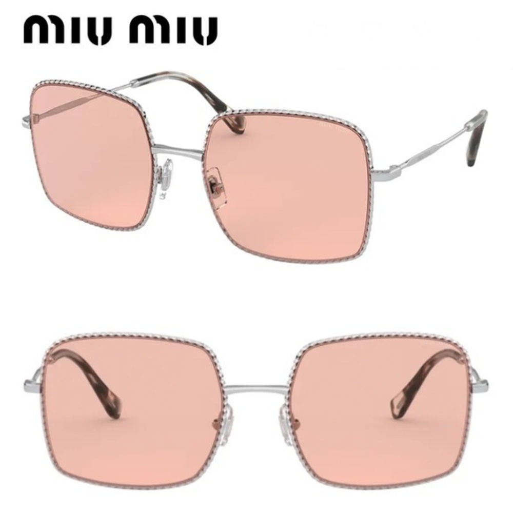 Miu Miu Sunglasses Square Pink OMU 61VS 1BC03F 56 NWT